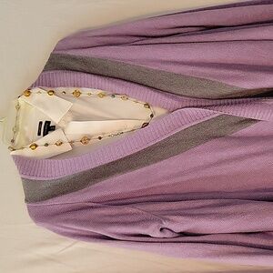 Talbots Lilac size meduim asymmetrical drape Open Front wrap sweater